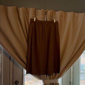 Elegant Brown/rose faux leather Midi Skirt